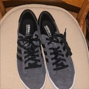 Gray and black men’s adidas shoes